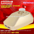 Wonplug swiss world universal travel adapter with usb port charger as gifts item CE ROHS approved